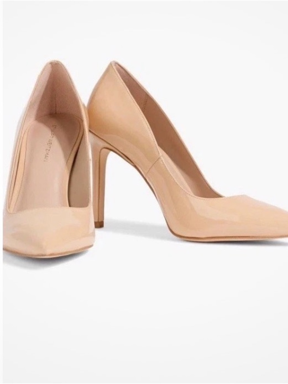 Stuart Weitzman Leigh 95 Golden Beige Patent Leather Pumps NIB $495